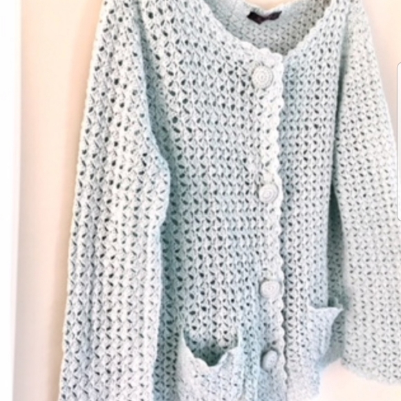 "French Postcards" Crochet Sweater / Jacket (M/L) - Picture 3 of 11